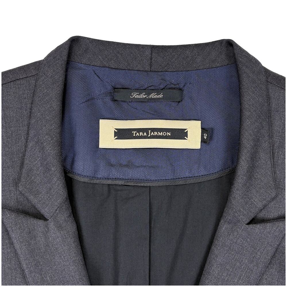 Tara Jarmon Z Victory Wool Blazer VTG Y2K Women 40 US 8 Gray Suit Jacket France - Picture 5 of 9